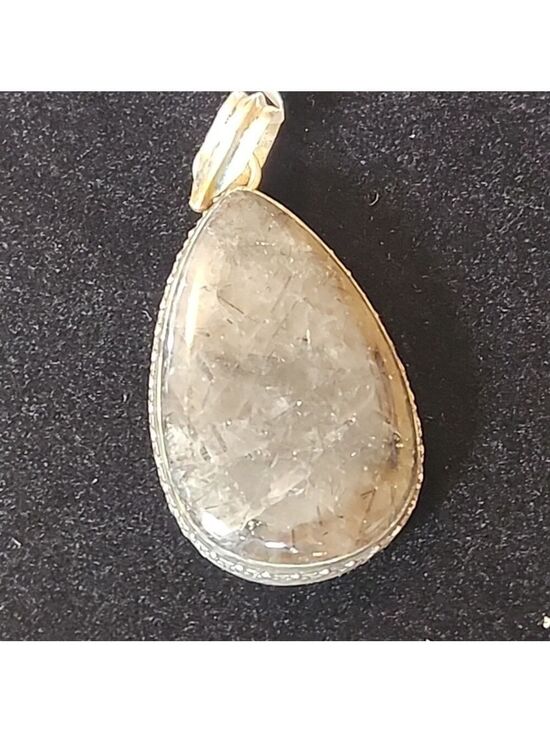 Jewelry - 925 Sterling‎ Silver 2in Himalayan Black Tourmaline Pendant